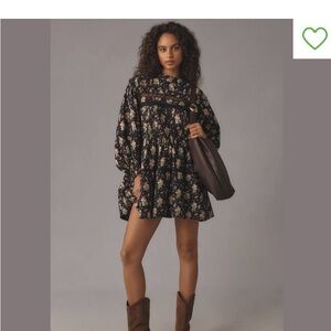 Anthropologie Pilcro Long-Sleeve Mock-Neck Swing Mini Dress